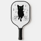 Black Cat Surrounded by Whispering Notes of Music Pickleball Schläger (Rückseite)