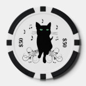 Black Cat Surrounded by Whispering Notes of Music Pokerchips (Vorderseite)