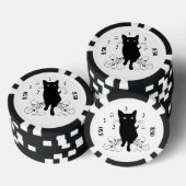 Black Cat Surrounded by Whispering Notes of Music Pokerchips (Stapel)
