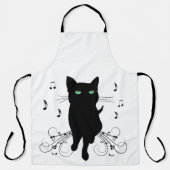 Black Cat Surrounded by Whispering Notes of Music Schürze (Vorderseite)