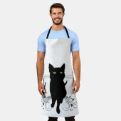 Black Cat Surrounded by Whispering Notes of Music Schürze (Getragen)