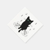 Black Cat Surrounded by Whispering Notes of Music Serviette (Ecke)