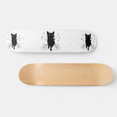 Black Cat Surrounded by Whispering Notes of Music Skateboard (Horizontal)