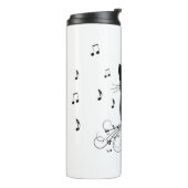 Black Cat Surrounded by Whispering Notes of Music Thermosbecher (Nach links gedreht)