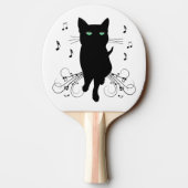 Black Cat Surrounded by Whispering Notes of Music Tischtennis Schläger (Rückseite)
