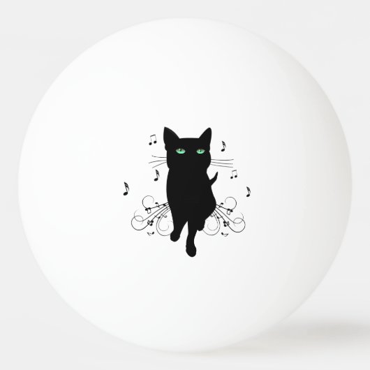 Black Cat Surrounded by Whispering Notes of Music Tischtennisball (Vorderseite)