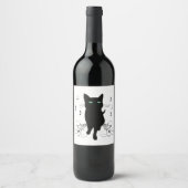 Black Cat Surrounded by Whispering Notes of Music Weinetikett (Vorderseite)