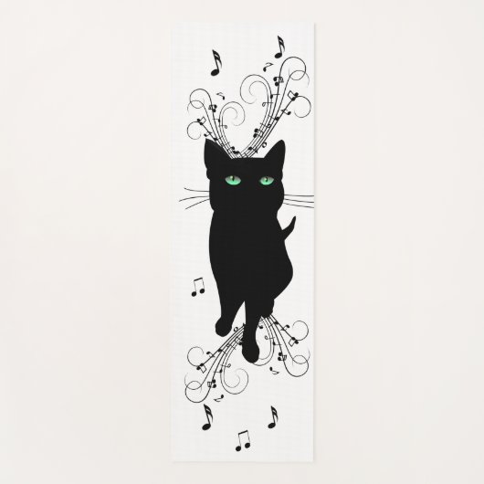 Black Cat Surrounded by Whispering Notes of Music Yogamatte (Vorderseite)