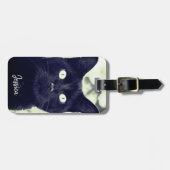 Black Cat Süße Tier Foto Personalisiert Name Gepäckanhänger (Vorderseite horizontal)