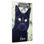 Black Cat Süße Tier Foto Personalisiert Name Klemmbrett (Rechts)