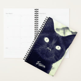 Black Cat Süße Tier Personalisiert Name Planer