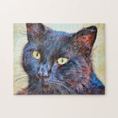 Black Cat Sweet Face Art Puzzle (Horizontal)