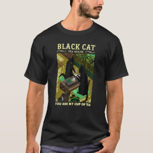 Black Cat Tea House Japanische Teezeremonie T-Shirt