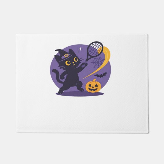 Black Cat Tennis servieren unverzichtbaren T - Shi Fußmatte (Vorderseite)