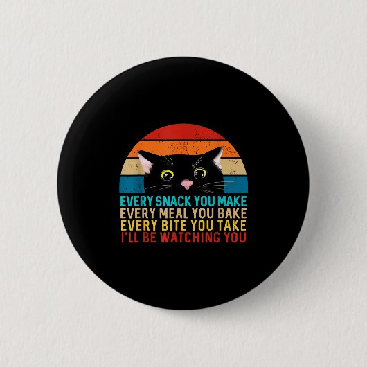 Black Cat Themed Every Snack You Make Retro Peekin Button (Vorderseite)