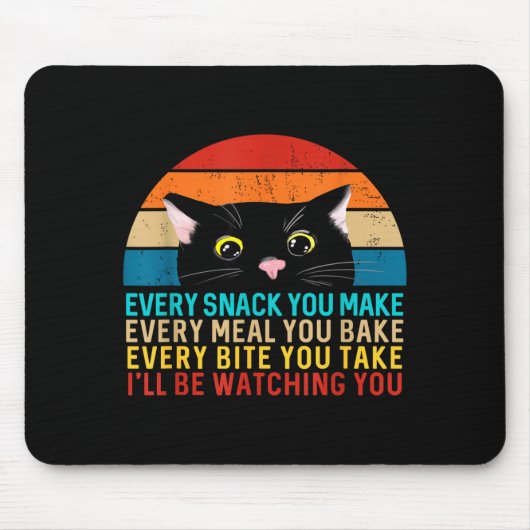 Black Cat Themed Every Snack You Make Retro Peekin Mousepad (Vorne)