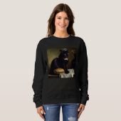 Black Cat Thinking Hamburger Sweatshirt (Vorne ganz)