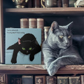 Black Cat Tired Blue Funny Fliese