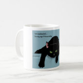 Black Cat Tired Blue Funny Kaffeetasse (Vorderseite Links)