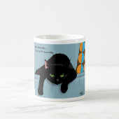 Black Cat Tired Blue Funny Kaffeetasse (Mittel)
