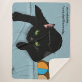 Black Cat Tired Blue Funny Sherpadecke (Vorderseite)