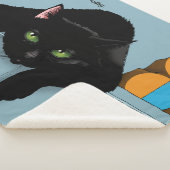 Black Cat Tired Blue Funny Sherpadecke (3/4)