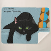 Black Cat Tired Blue Funny Sherpadecke (Vorderseite (Horizontal))