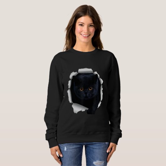 Black Cat Torn Cloth Sweatshirt (Vorne ganz)