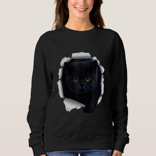Black Cat Torn Cloth Sweatshirt (Vorderseite)