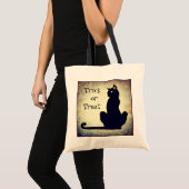 Black Cat Trick oder Treat Halloween Bag Tragetasche (Vorderseite (Produkt))