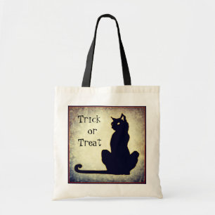 Black Cat Trick oder Treat Halloween Bag Tragetasche