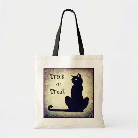 Black Cat Trick oder Treat Halloween Bag Tragetasche (Vorne)