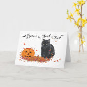 Black Cat Trick oder Treat Halloween Karte (Gelbe Blume)