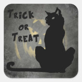 Black Cat Trick oder Treat Halloween-Sticker Quadratischer Aufkleber (Vorderseite)