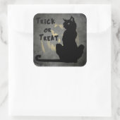 Black Cat Trick oder Treat Halloween-Sticker Quadratischer Aufkleber (Tasche)