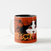 Black Cat Trick oder Treat Zweifarbige Tasse (Vorderseite Links)