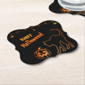 Black Cat trifft Jack-o-Lantern Halloween Untersetzer (angewinkelt)