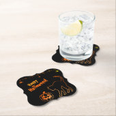 Black Cat trifft Jack-o-Lantern Halloween Untersetzer (Vor Ort)