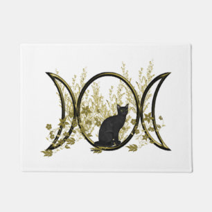 Black Cat Triple Moon Symbol Fußmatte