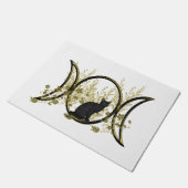 Black Cat Triple Moon Symbol Fußmatte (Schrägansicht)