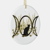 Black Cat Triple Moon Symbol Keramik Ornament (Rechts)