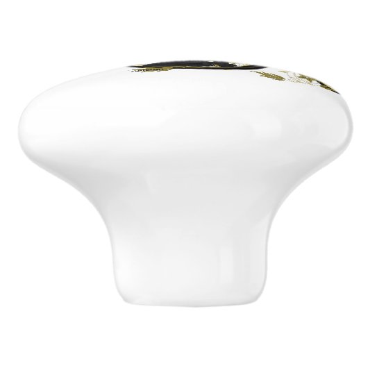 Black Cat Triple Moon Symbol Keramikknauf (Seitenansicht)