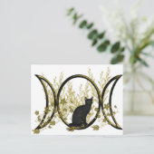 Black Cat Triple Moon Symbol Postkarte (Stehend Vorderseite)