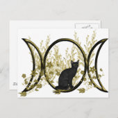 Black Cat Triple Moon Symbol Postkarte (Vorne/Hinten)