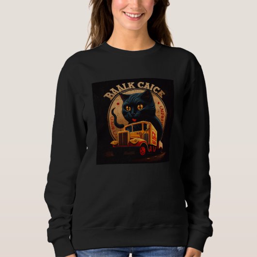 Black Cat Truck Driver Mac And Cheese Sweatshirt (Vorderseite)
