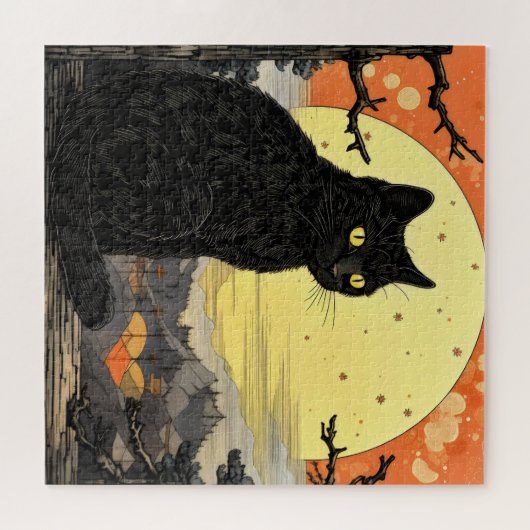 Black Cat Ukiyo-e Puzzle (Horizontal)