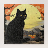 Black Cat Ukiyo-e Puzzle (Vertikal)