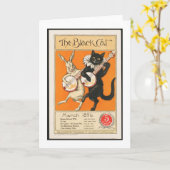 Black Cat und Bunny Playing Banjo Karte (Gelbe Blume)