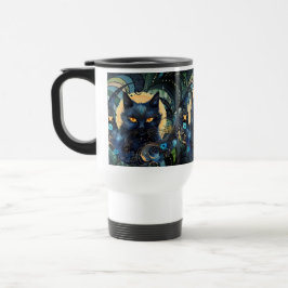 Black Cat und Celestial Moon Travel Mug Reisebecher