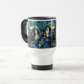 Black Cat und Celestial Moon Travel Mug Reisebecher (Vorderseite Links)